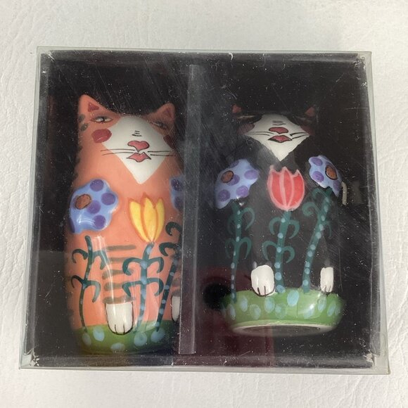 Cats In Bloom Salt & Pepper Shakers Kitschy Kittens Collectibles Sharon Bloom - Picture 2 of 7